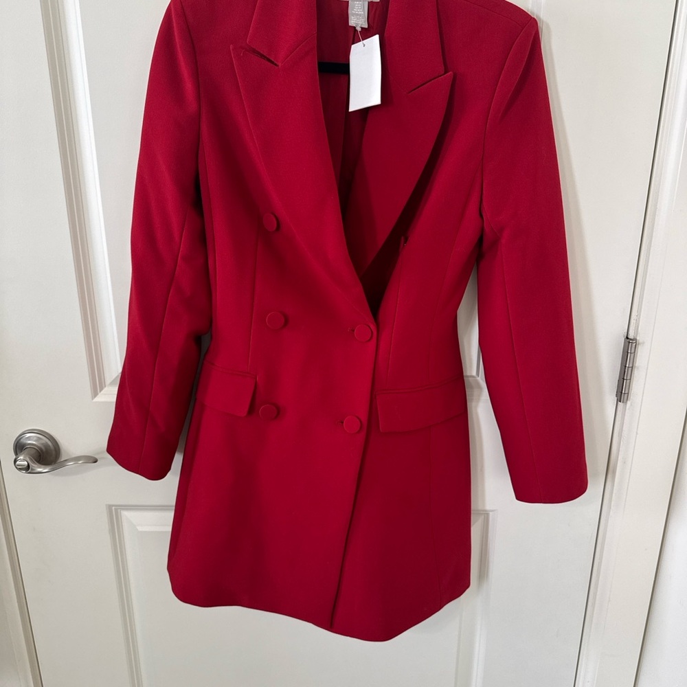 H&M Red Double-Breasted Mini Dress
